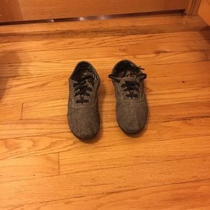 Toms Cordones - grey canvas with gold shimmer